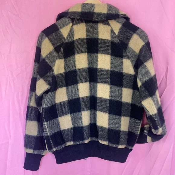 Vintage virgin wool plaid bomber jacket - Picture 4 of 6